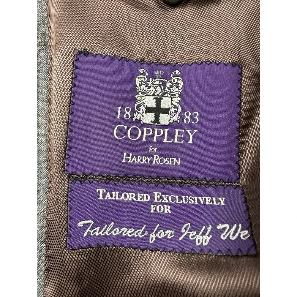 Coppley Gray Brown Check Super 130s Wool Blazer Mens 36S Tailored Jacket